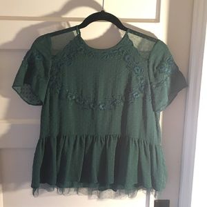 Zara Emerald Peplum Top, small